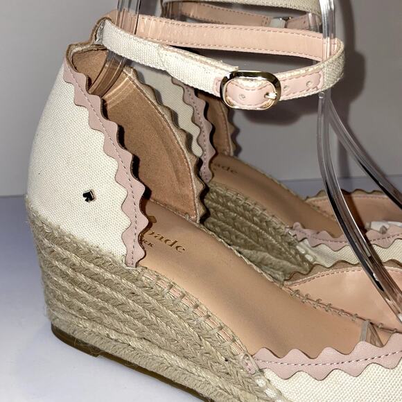 Kate Spade Thea Espadrilles Womens 9 Cream Pink Sandals Summer Vacation Resort - Picture 8 of 13